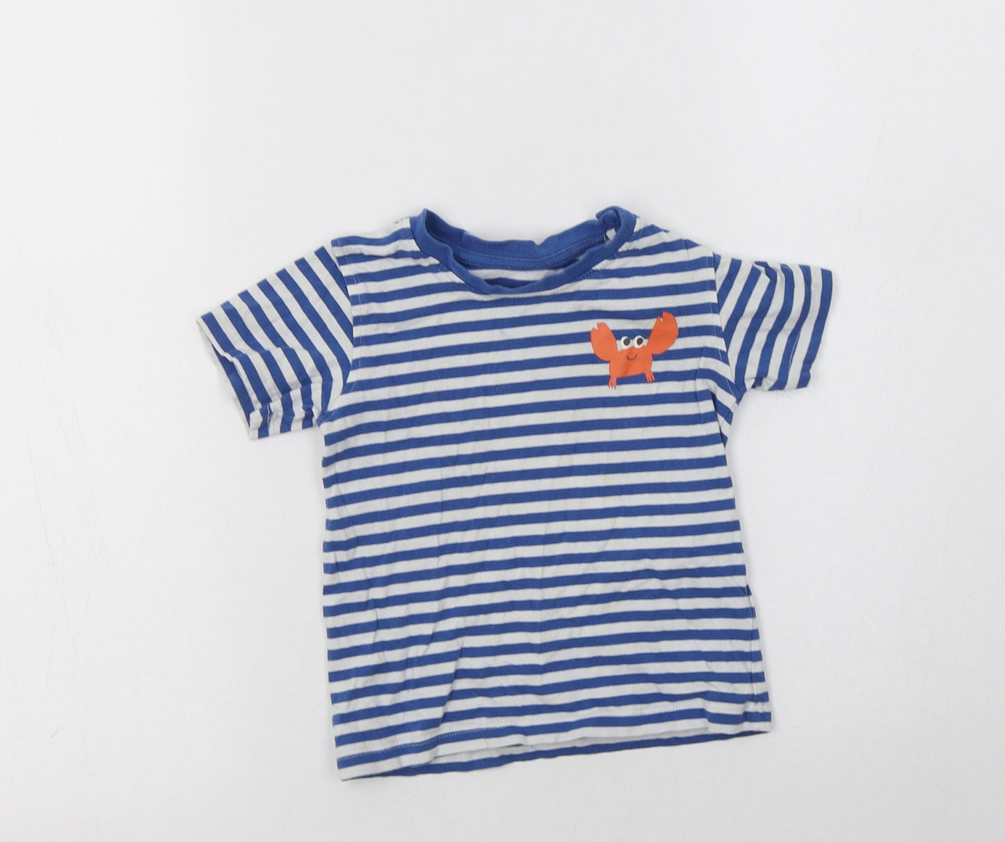 NEXT Baby Silver Striped Cotton Basic T-Shirt Size 18-24 Months Crew Neck Snap