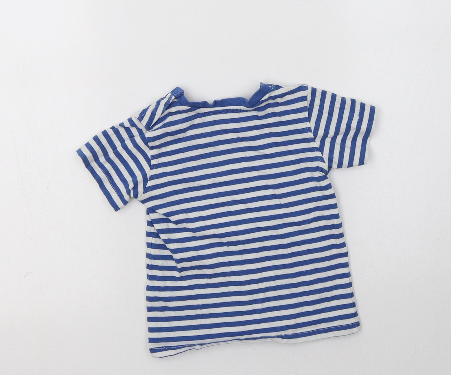 NEXT Baby Silver Striped Cotton Basic T-Shirt Size 18-24 Months Crew Neck Snap