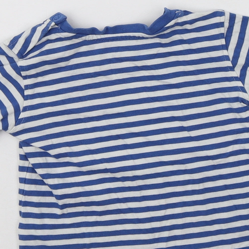 NEXT Baby Silver Striped Cotton Basic T-Shirt Size 18-24 Months Crew Neck Snap