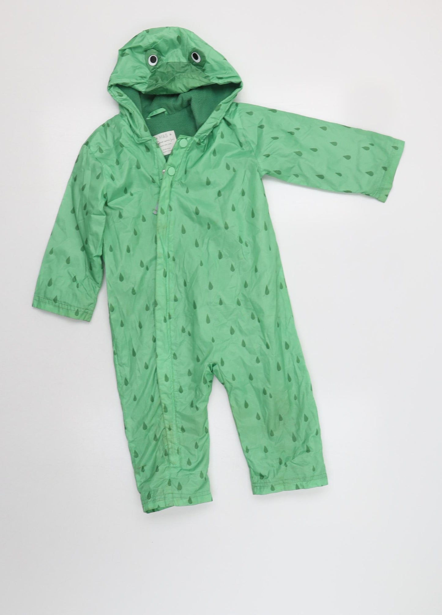 M&S Baby Green Geometric   Snowsuit Size 18-24 Months   Zip - Frog