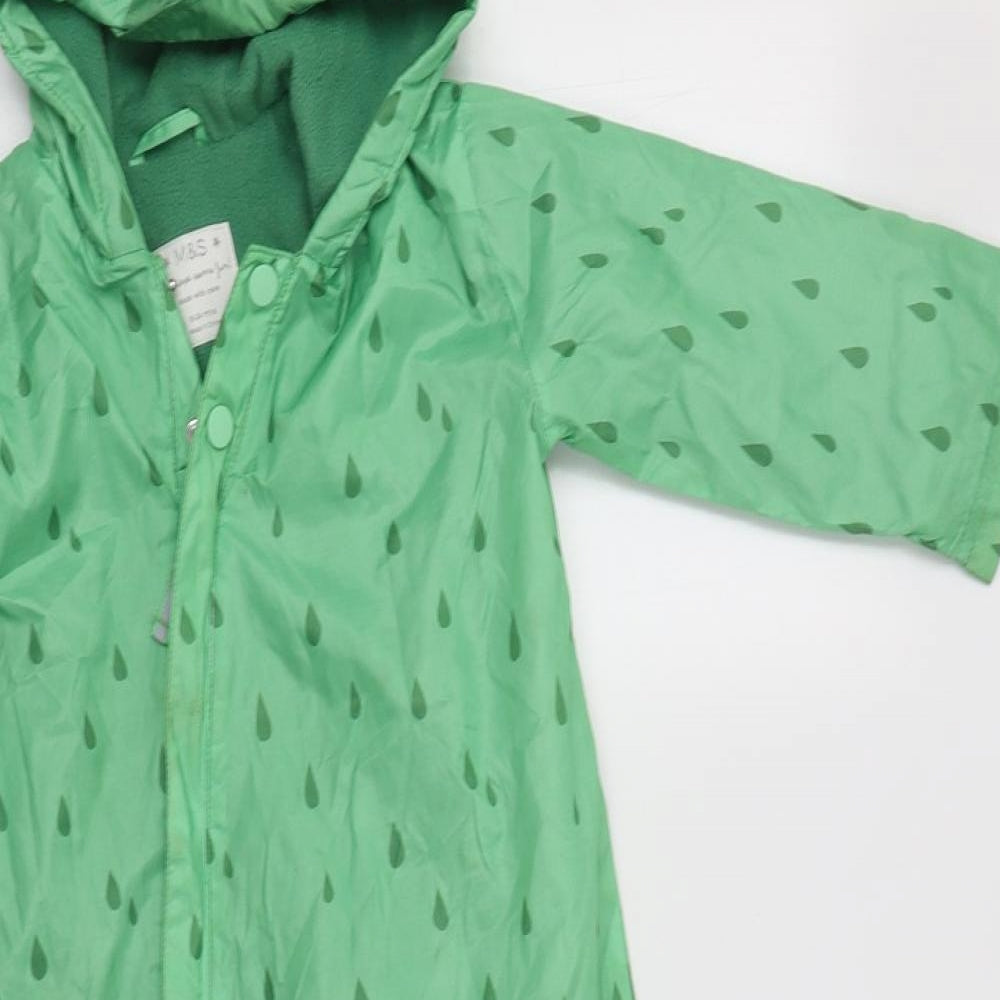 M&S Baby Green Geometric   Snowsuit Size 18-24 Months   Zip - Frog