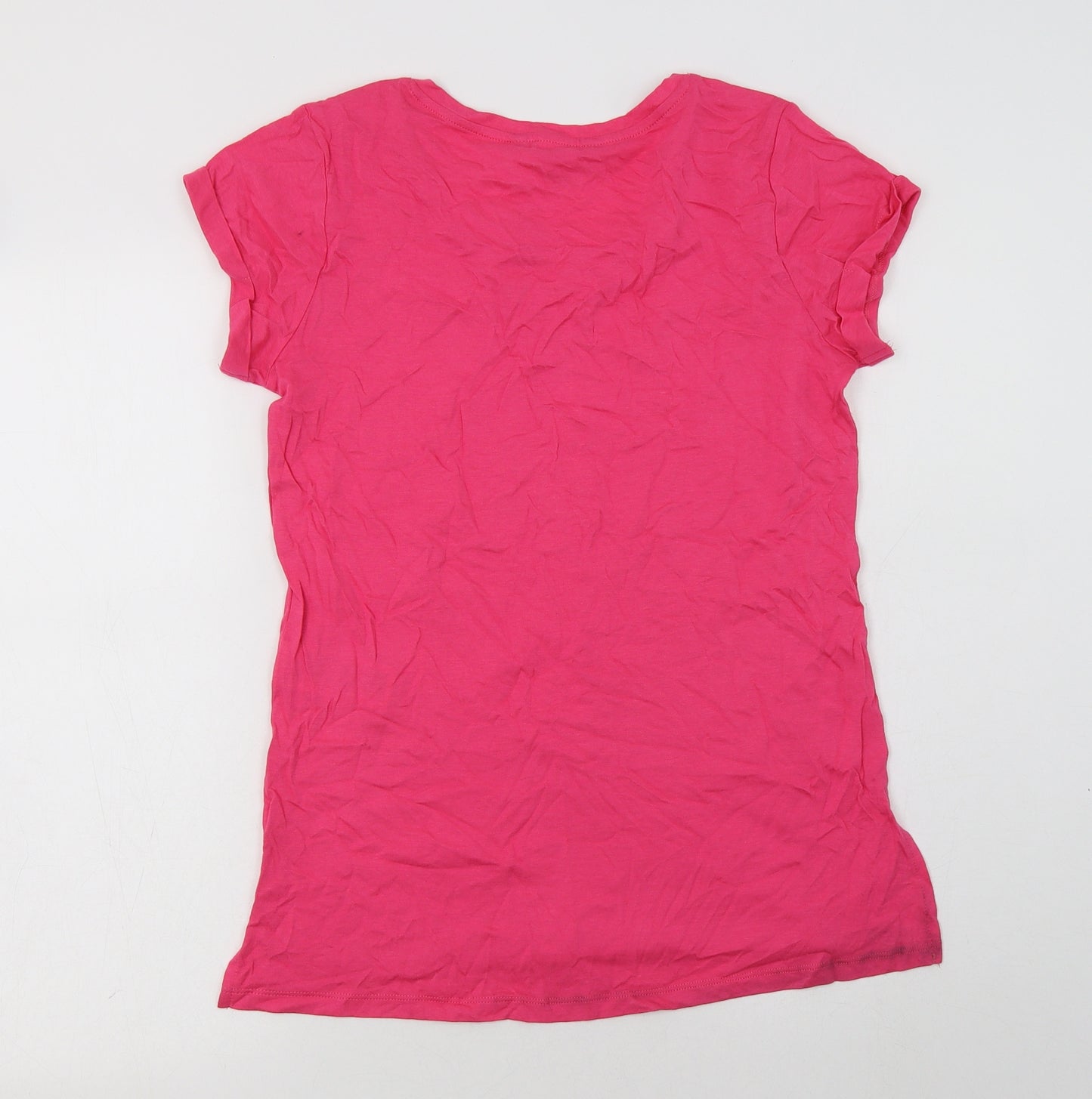 Red Herring Womens Pink  Cotton Basic T-Shirt Size 10 Crew Neck
