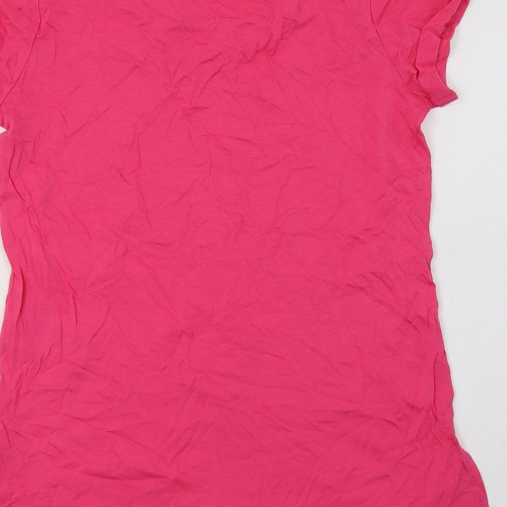 Red Herring Womens Pink  Cotton Basic T-Shirt Size 10 Crew Neck