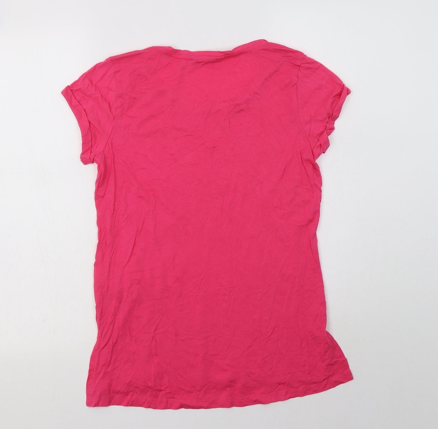 Red Herring Womens Pink  Cotton Basic T-Shirt Size 10 Crew Neck