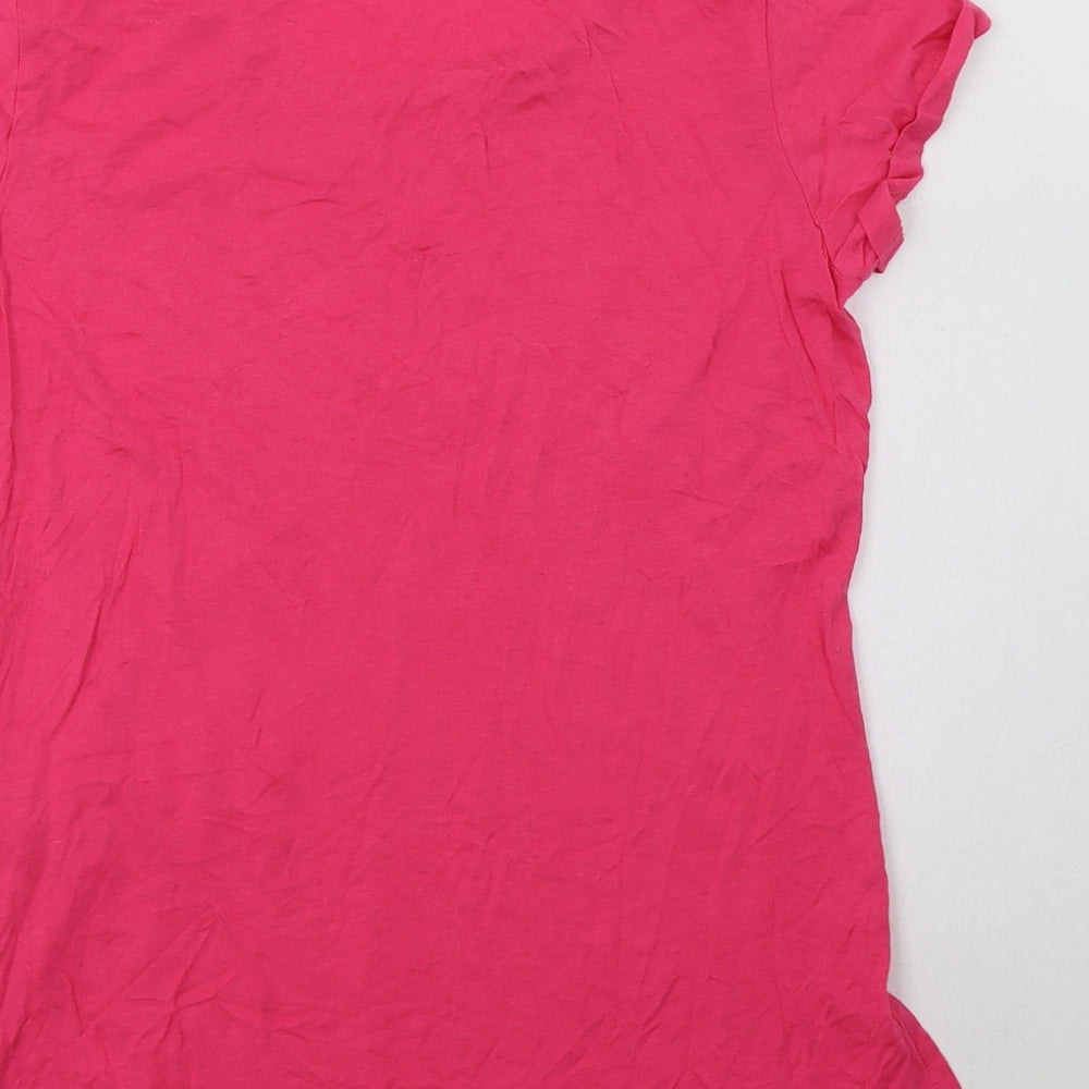 Red Herring Womens Pink  Cotton Basic T-Shirt Size 10 Crew Neck