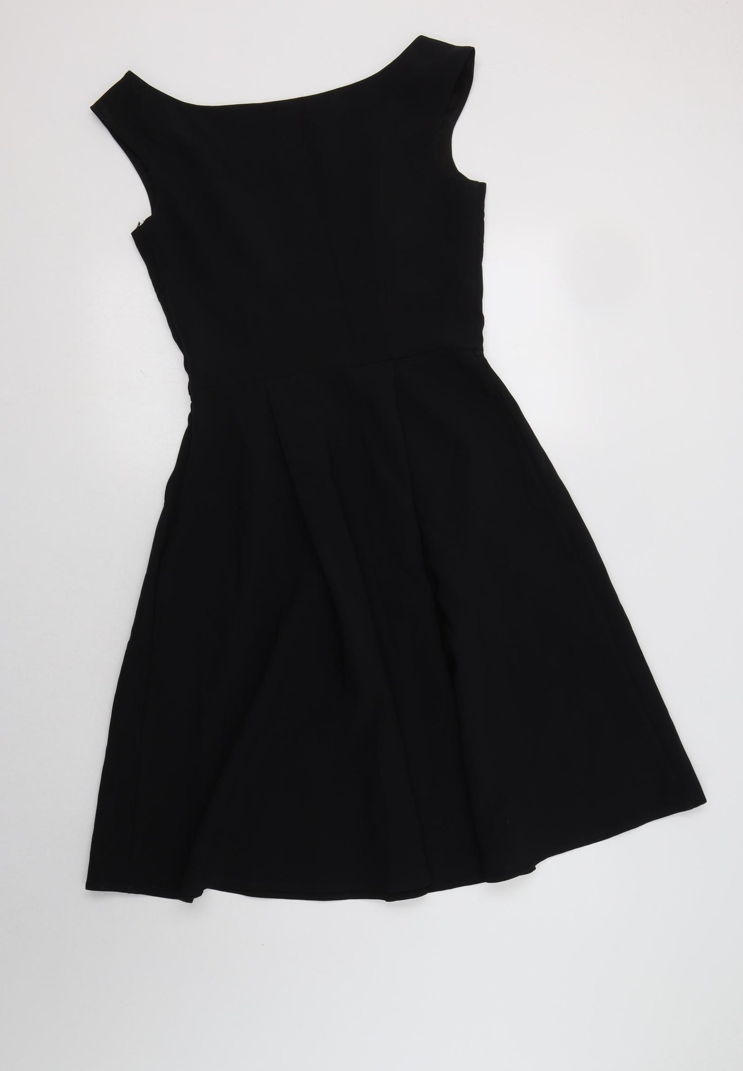 George Womens Black  Polyester Skater Dress  Size 10  Boat Neck Zip