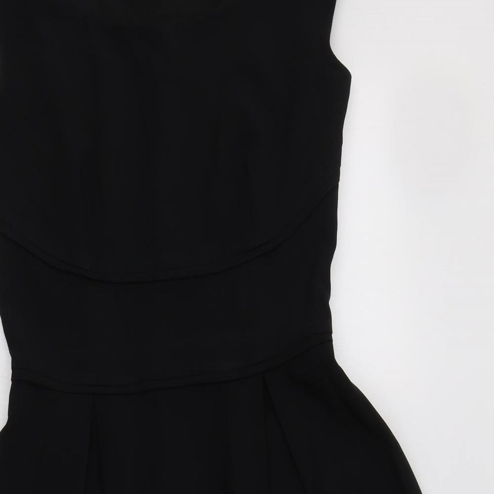George Womens Black  Polyester Skater Dress  Size 10  Boat Neck Zip