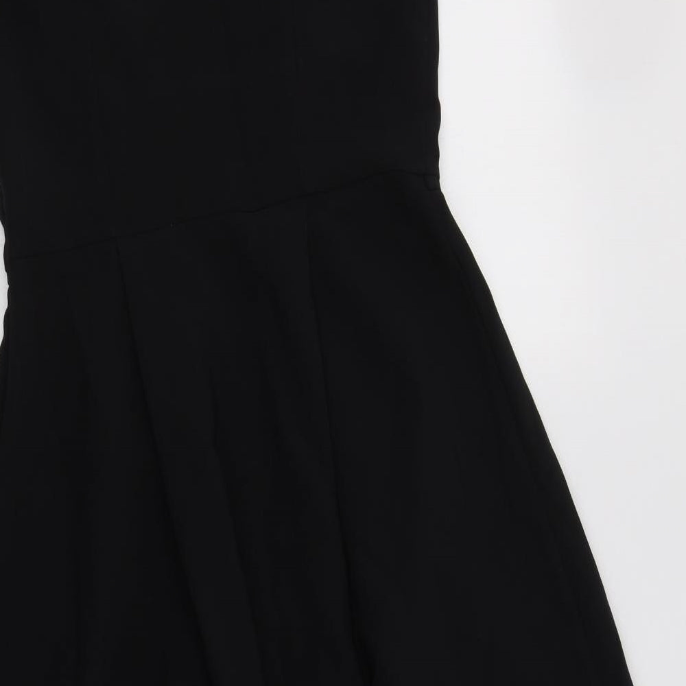George Womens Black  Polyester Skater Dress  Size 10  Boat Neck Zip