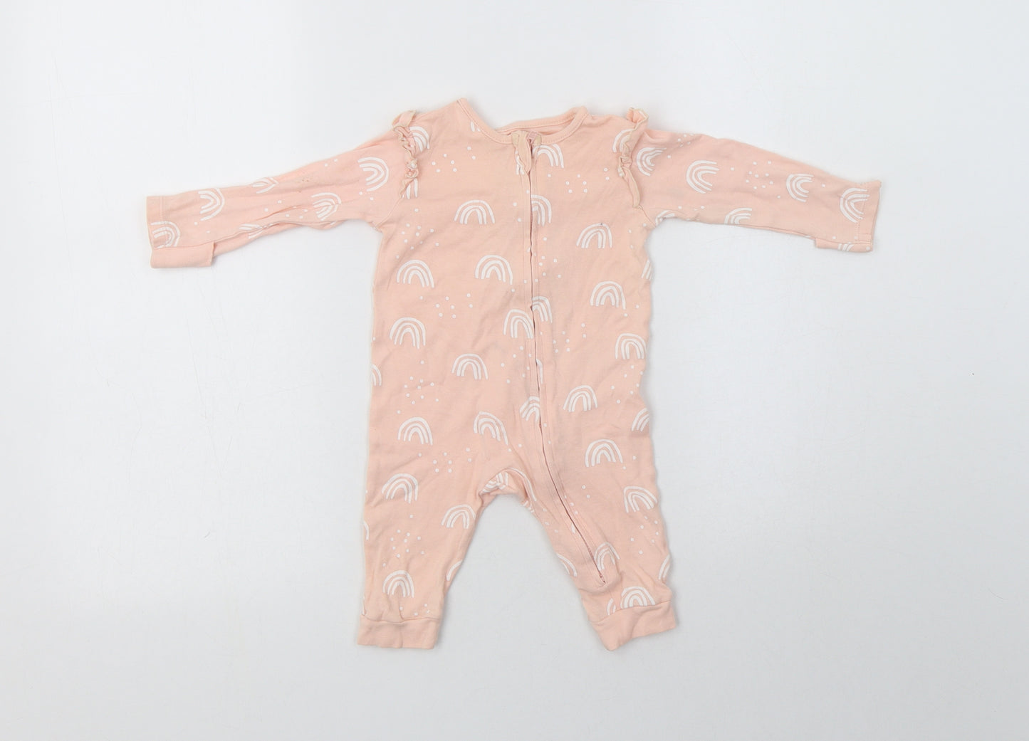 George Baby Pink Geometric Cotton Babygrow One-Piece Size 3-6 Months  Zip - Rainbow Print
