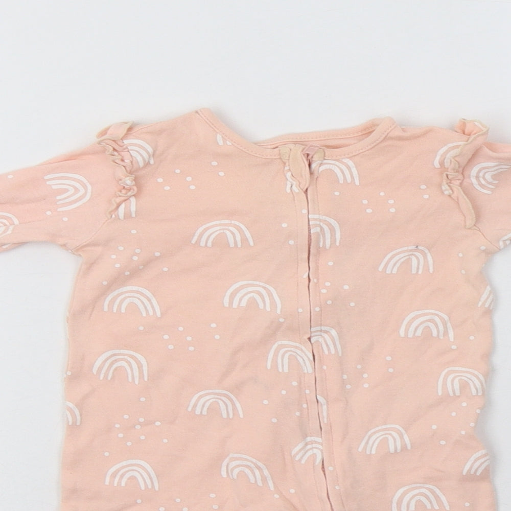 George Baby Pink Geometric Cotton Babygrow One-Piece Size 3-6 Months  Zip - Rainbow Print