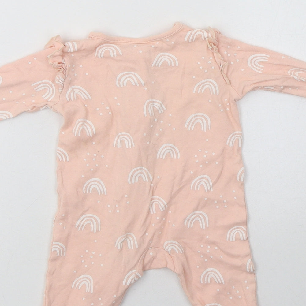 George Baby Pink Geometric Cotton Babygrow One-Piece Size 3-6 Months  Zip - Rainbow Print