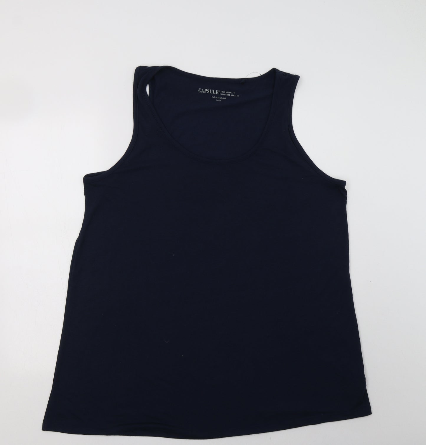 Capsule Womens Blue  Polyester Basic Tank Size 24 Scoop Neck