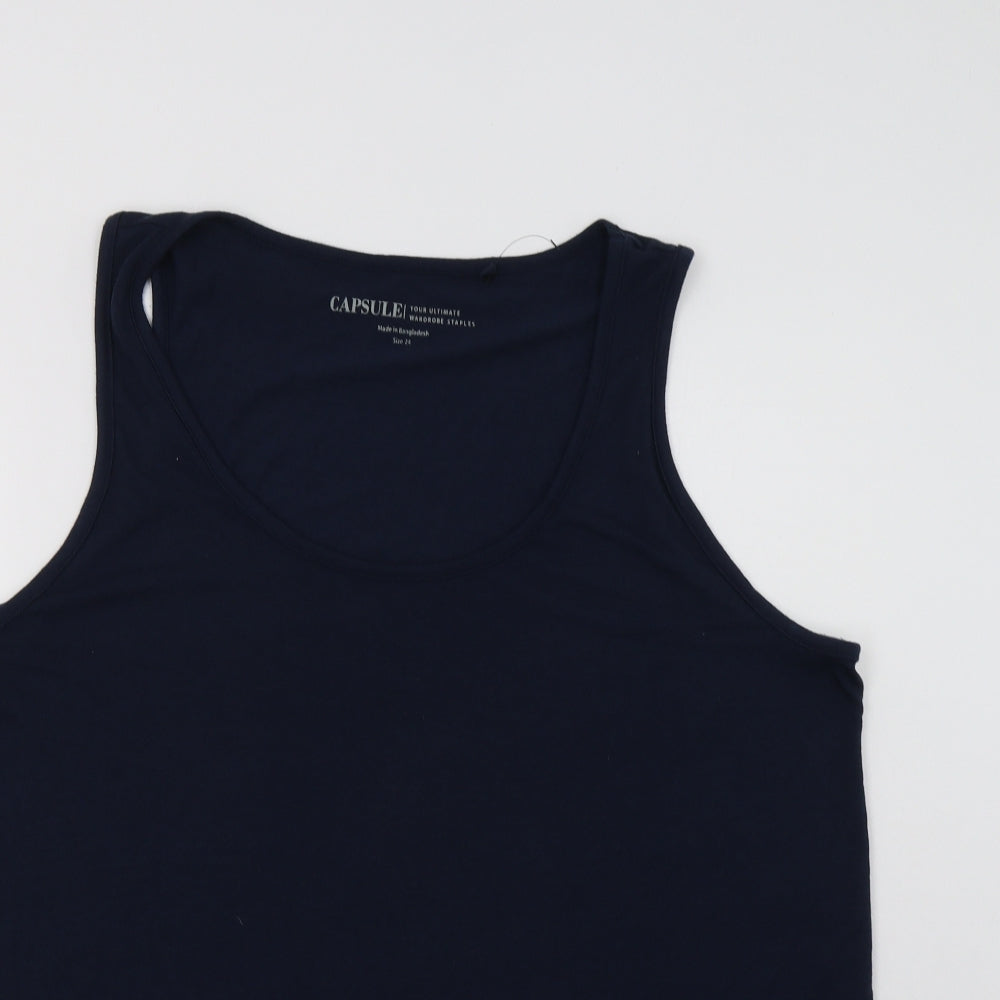 Capsule Womens Blue  Polyester Basic Tank Size 24 Scoop Neck