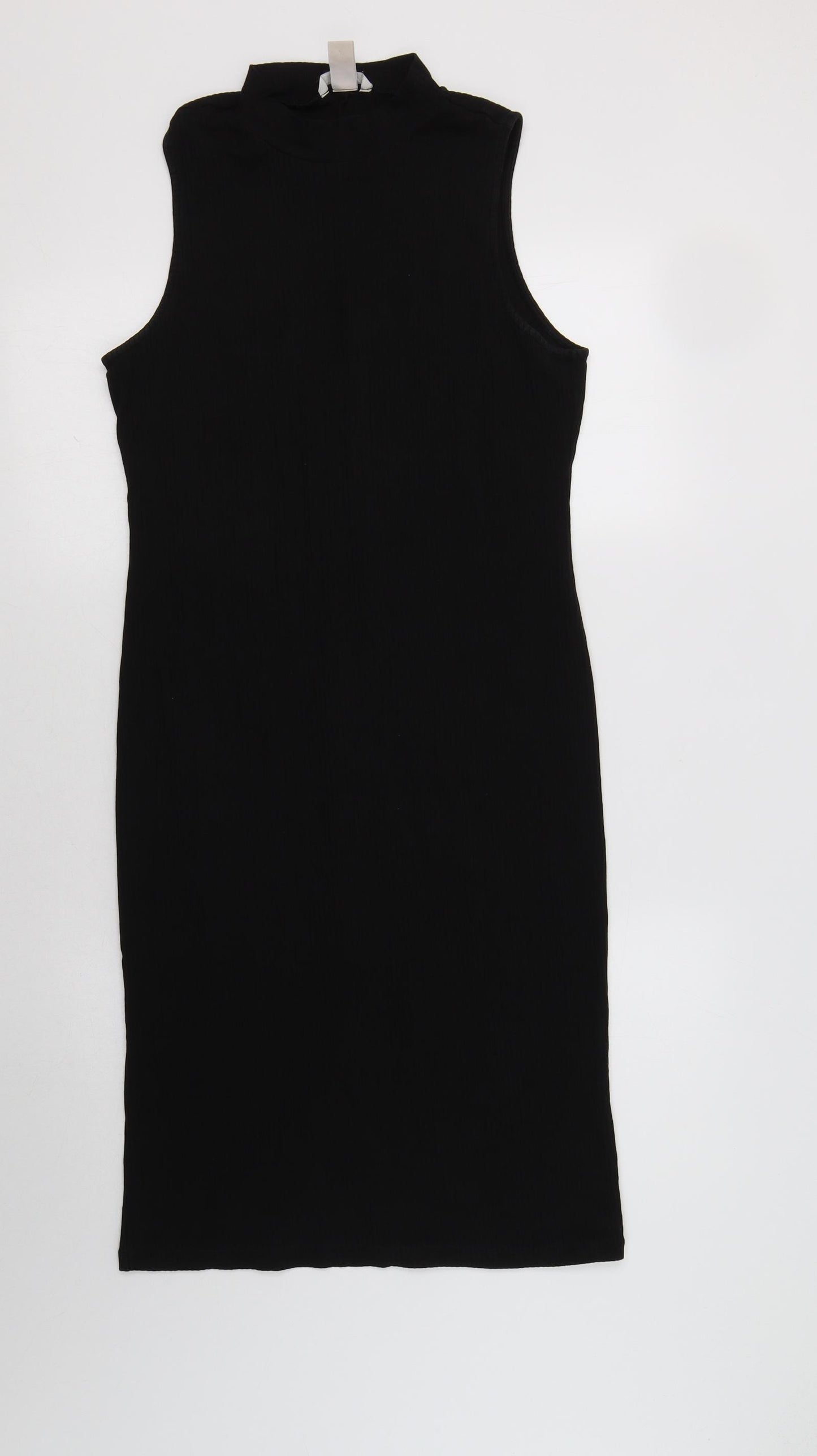H&M Womens Black  Cotton Bodycon  Size M  Mock Neck
