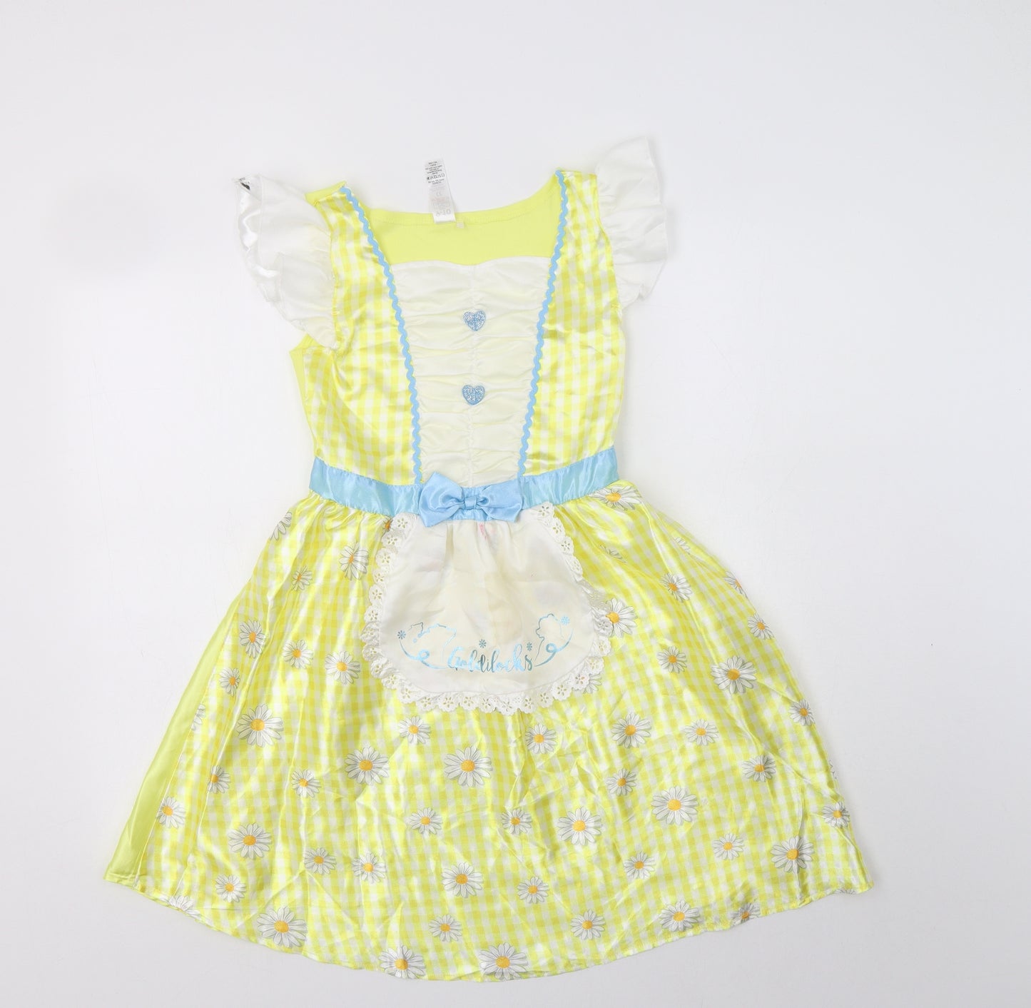 George Girls Yellow Floral Polyester Fit & Flare  Size 9-10 Years  Square Neck  - Fancy Dress