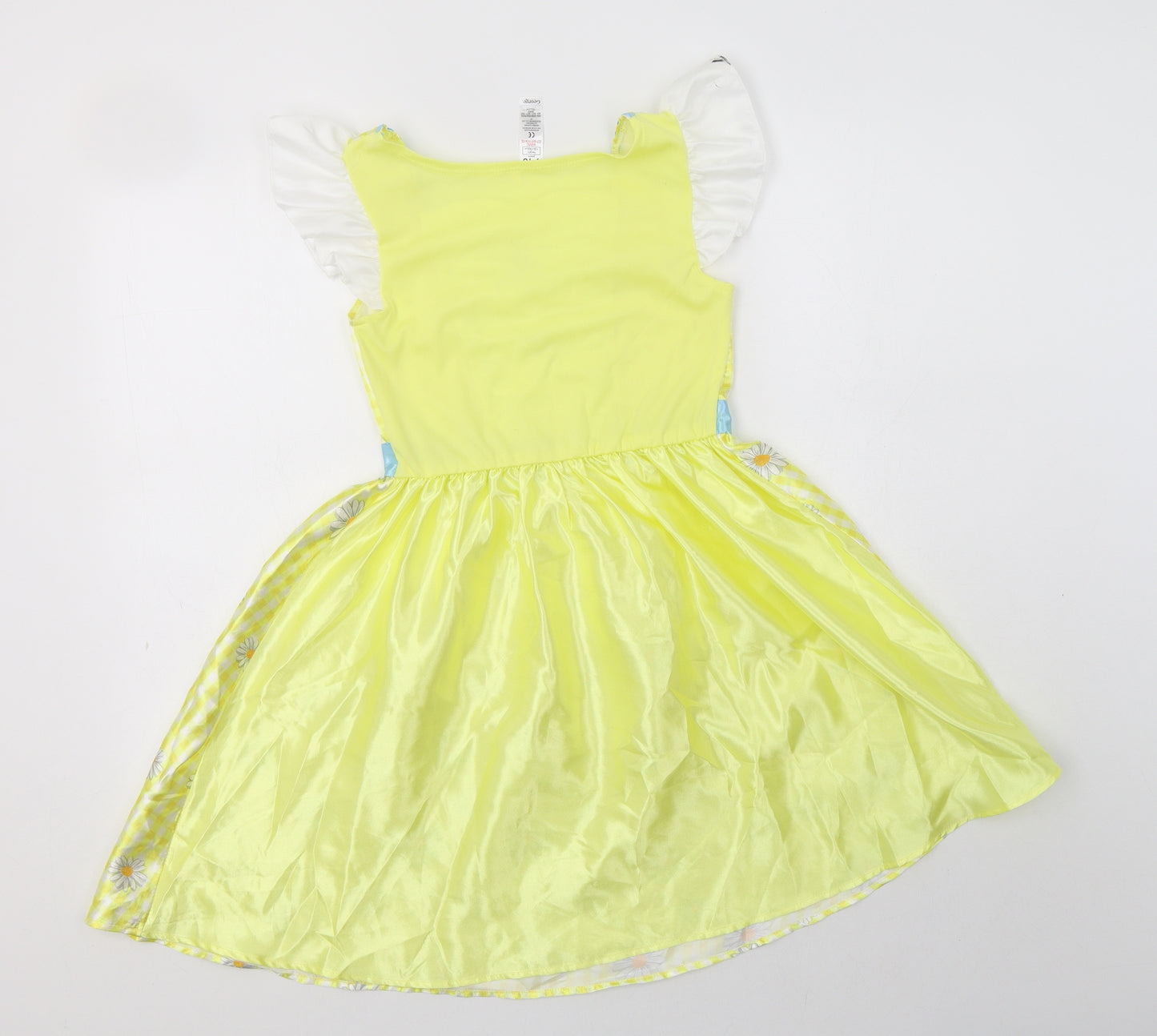 George Girls Yellow Floral Polyester Fit & Flare  Size 9-10 Years  Square Neck  - Fancy Dress