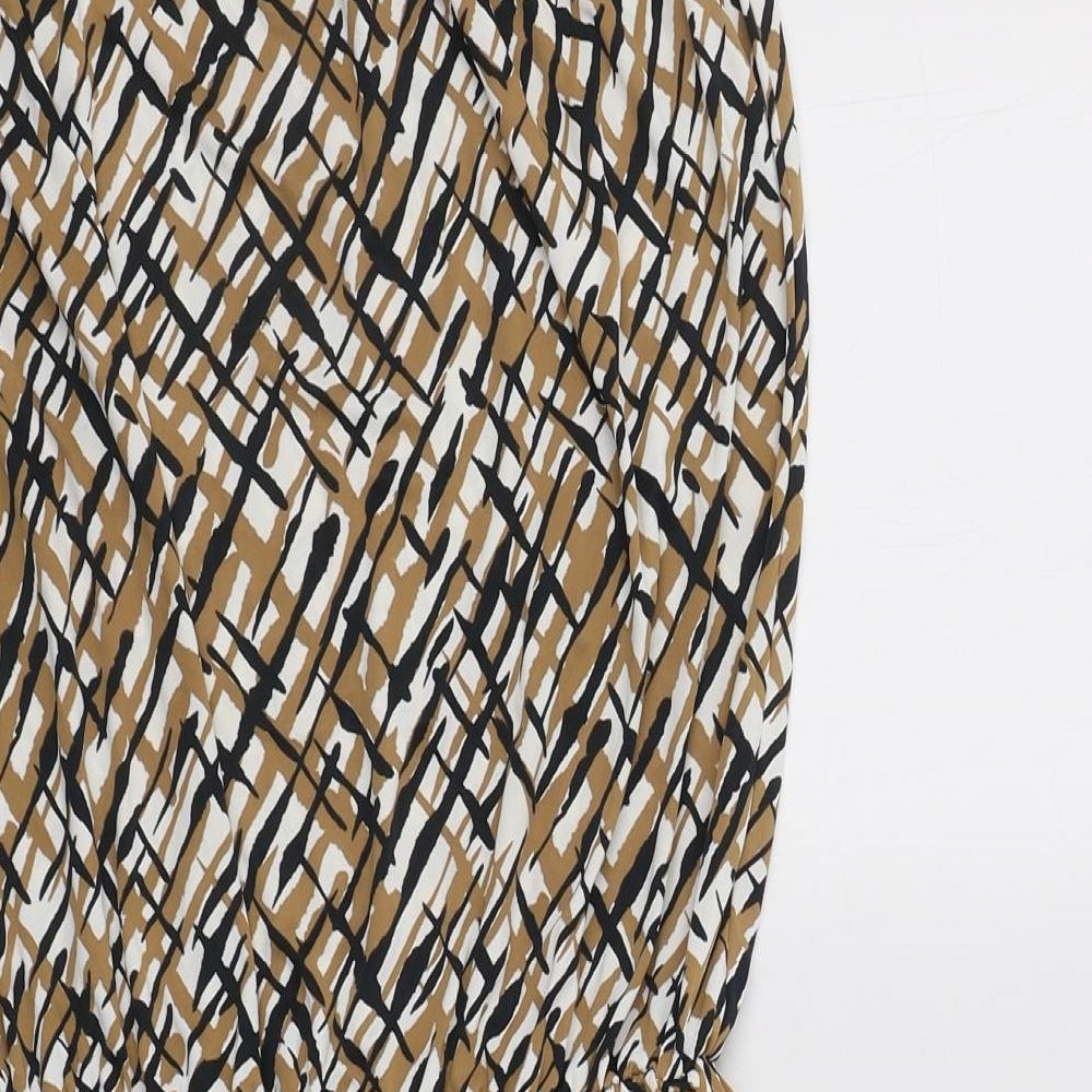CIA. Maritima Womens Brown Geometric Polyamide A-Line  Size M  Off the Shoulder  - Beach Cover Up