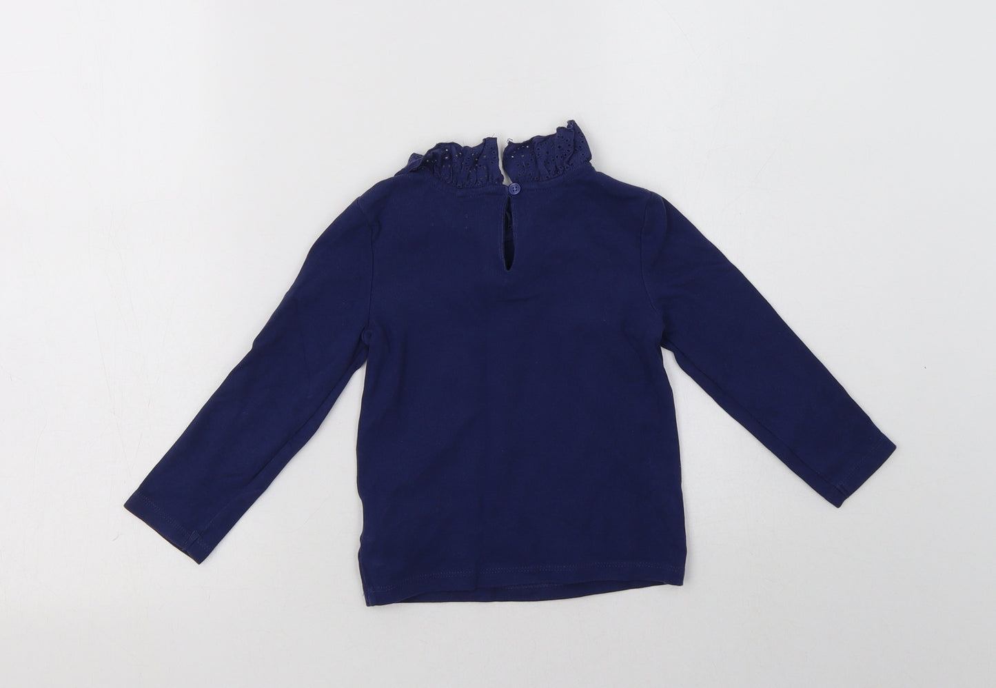 NEXT Girls Blue  Cotton Basic Blouse Size 3-4 Years Collared Button - Bunny
