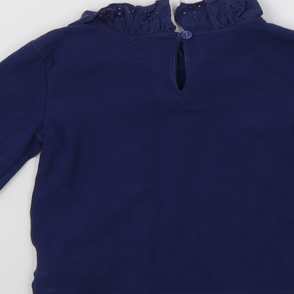 NEXT Girls Blue  Cotton Basic Blouse Size 3-4 Years Collared Button - Bunny
