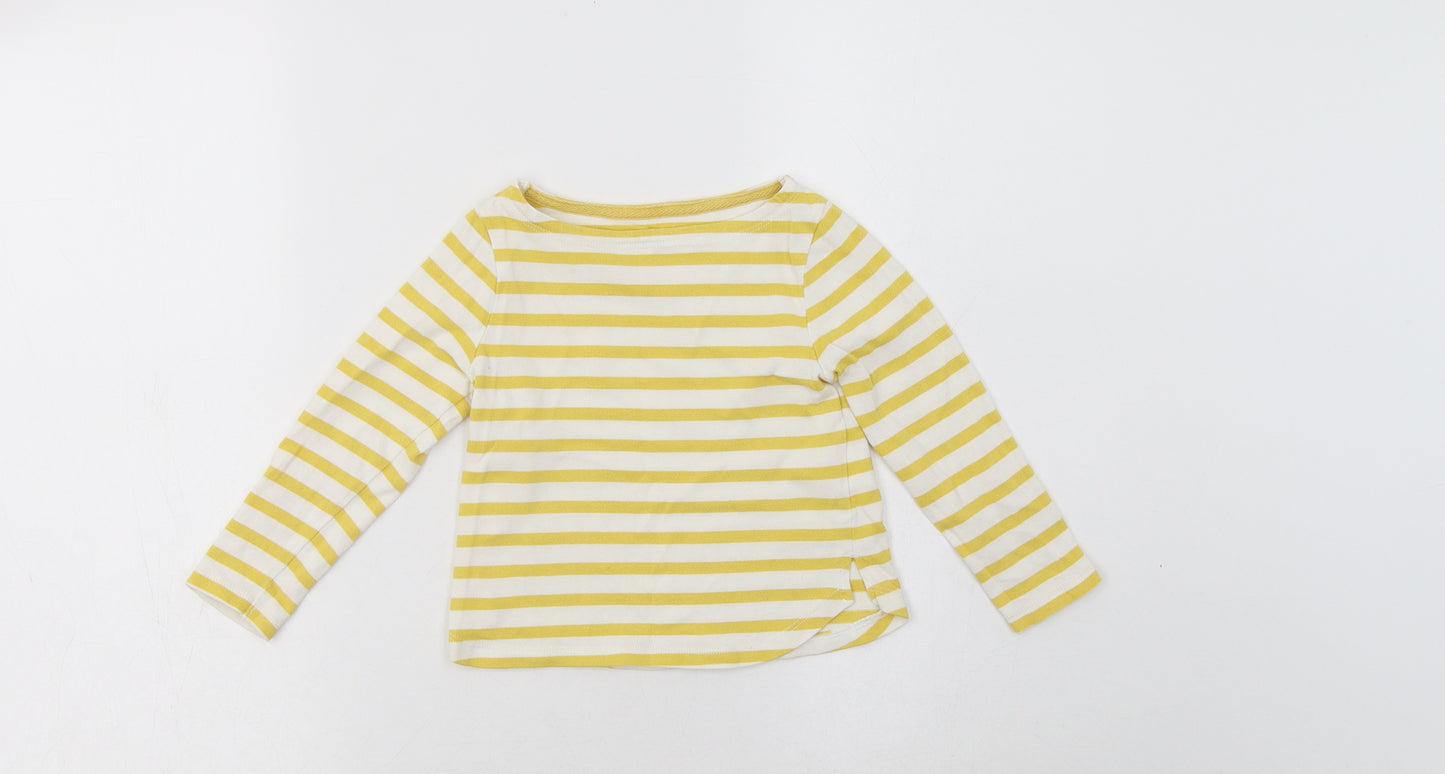 John Lewis Girls Yellow Striped Cotton Basic Blouse Size 3 Years Boat Neck