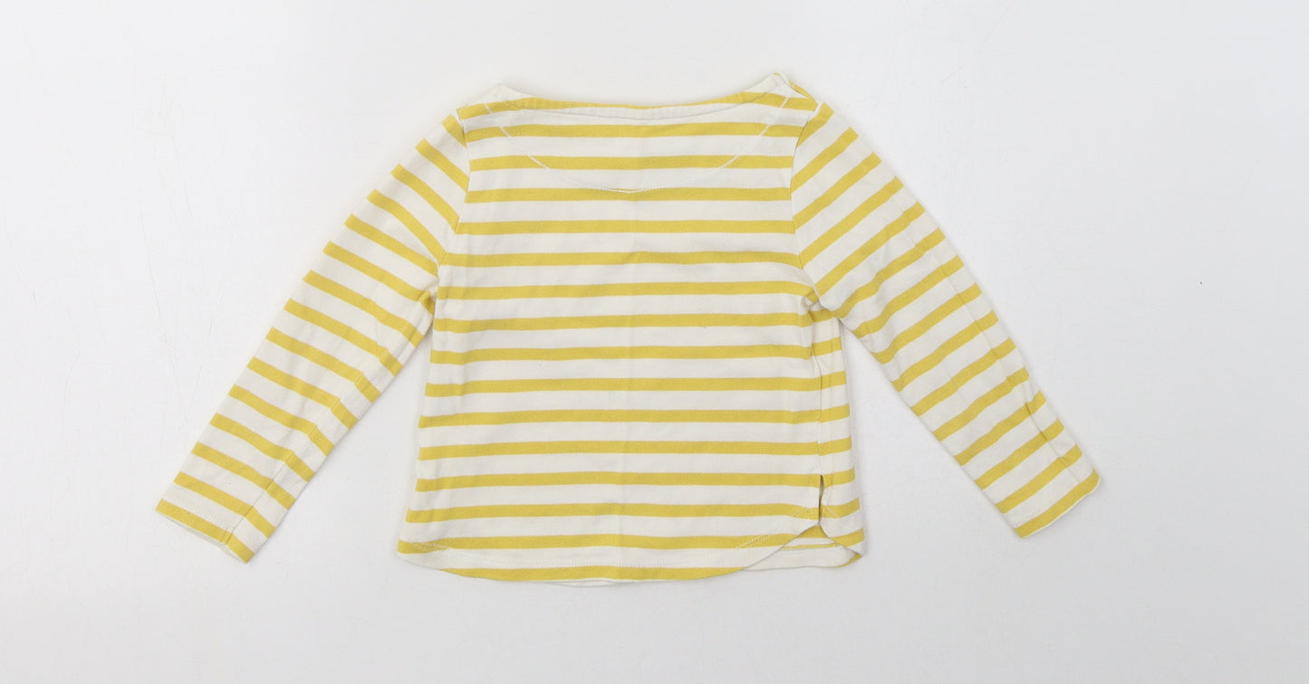 John Lewis Girls Yellow Striped Cotton Basic Blouse Size 3 Years Boat Neck