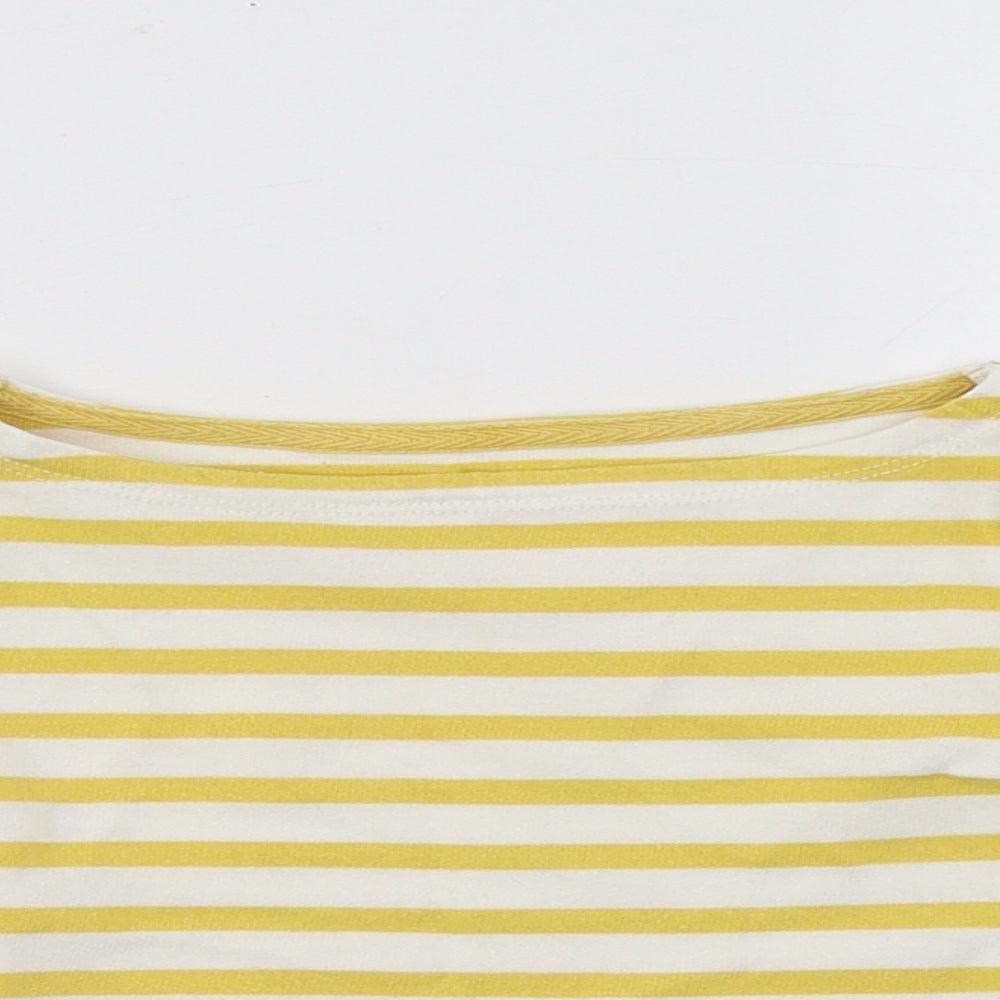 John Lewis Girls Yellow Striped Cotton Basic Blouse Size 3 Years Boat Neck