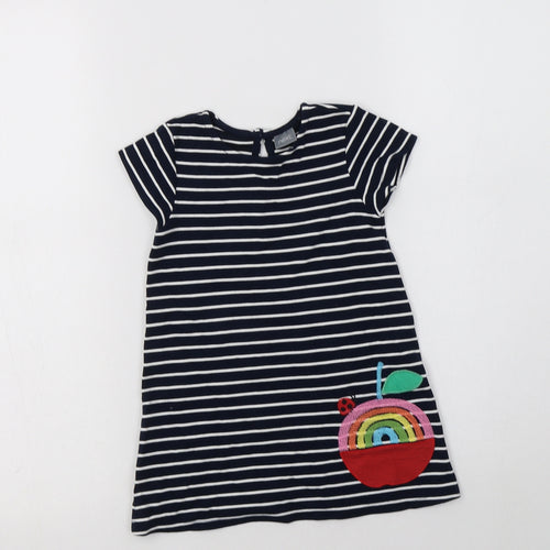 NEXT Baby Blue Striped Viscose A-Line  Size 12-18 Months  Crew Neck Button