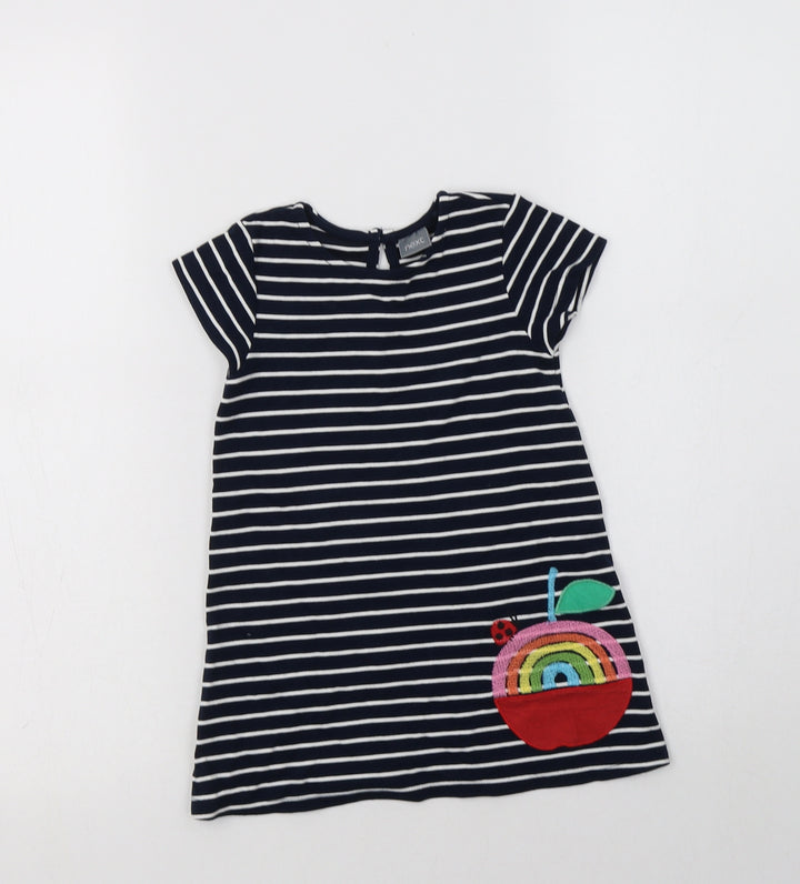 NEXT Baby Blue Striped Viscose A-Line  Size 12-18 Months  Crew Neck Button