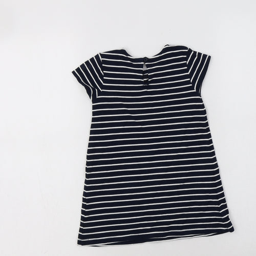 NEXT Baby Blue Striped Viscose A-Line  Size 12-18 Months  Crew Neck Button