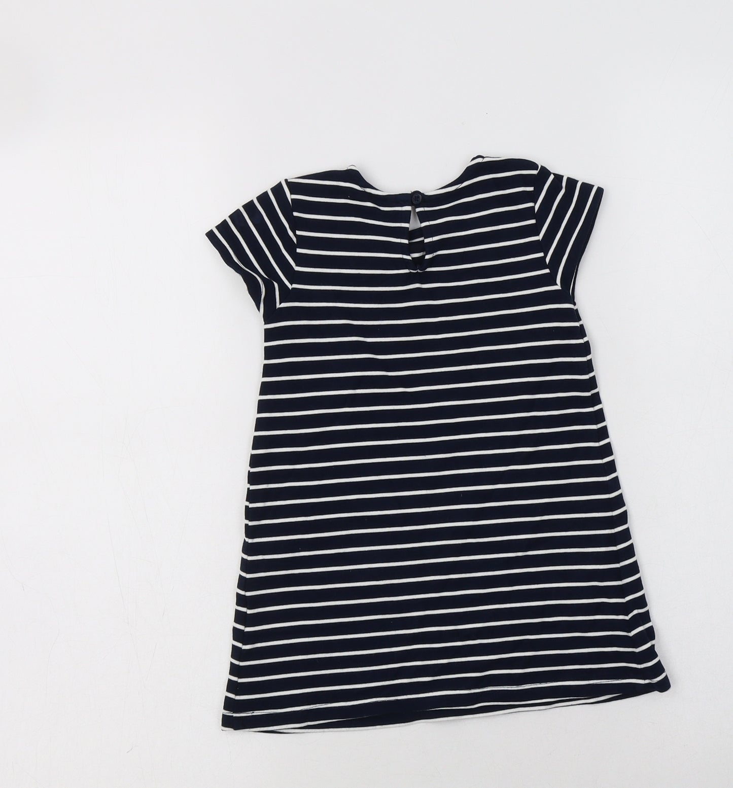 NEXT Baby Blue Striped Viscose A-Line  Size 12-18 Months  Crew Neck Button