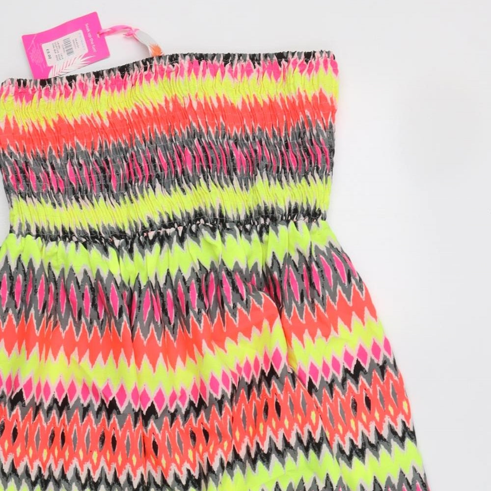 Primark Womens Multicoloured Geometric Polyester A-Line  Size 14  Off the Shoulder  - Beach Cover Up