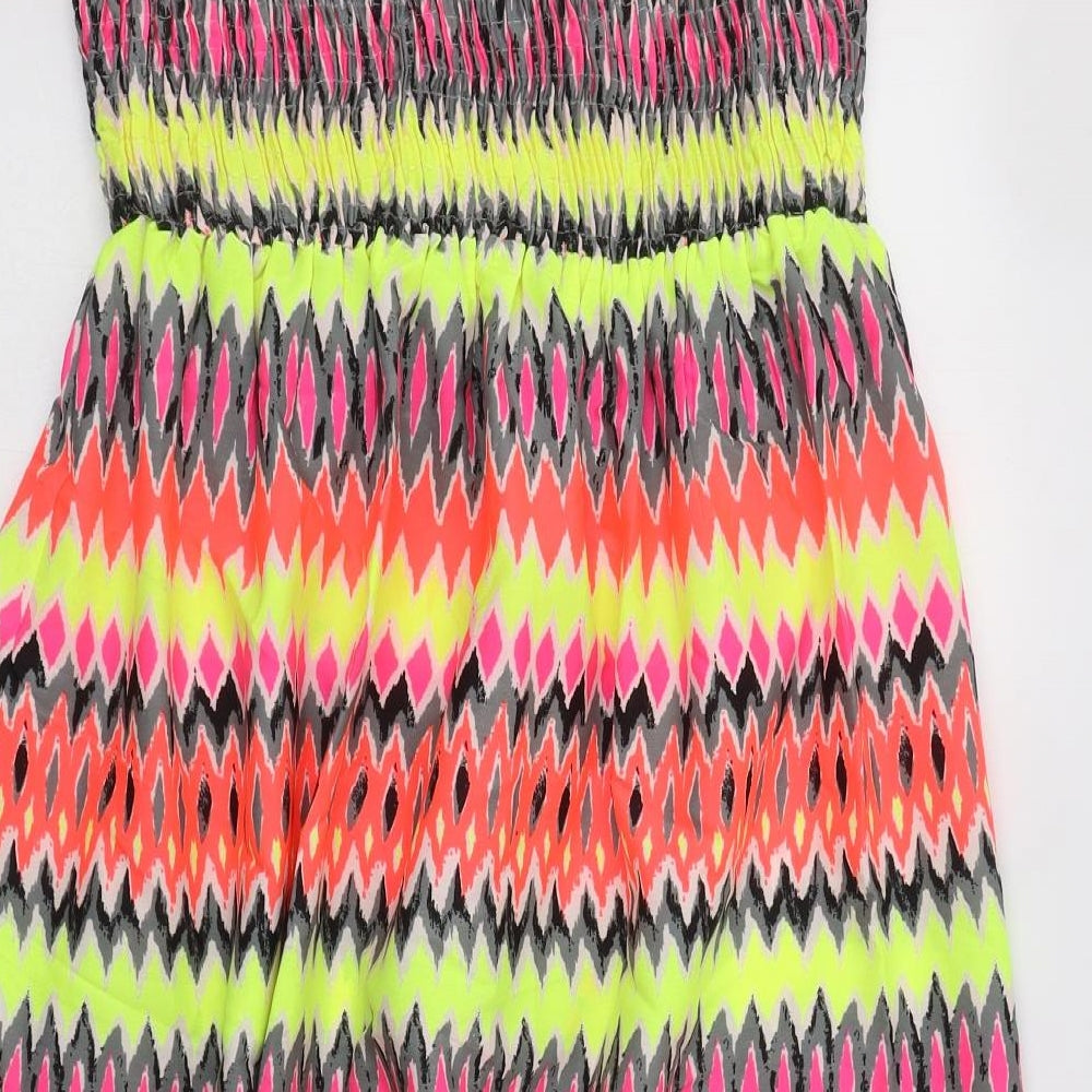 Primark Womens Multicoloured Geometric Polyester A-Line  Size 14  Off the Shoulder  - Beach Cover Up