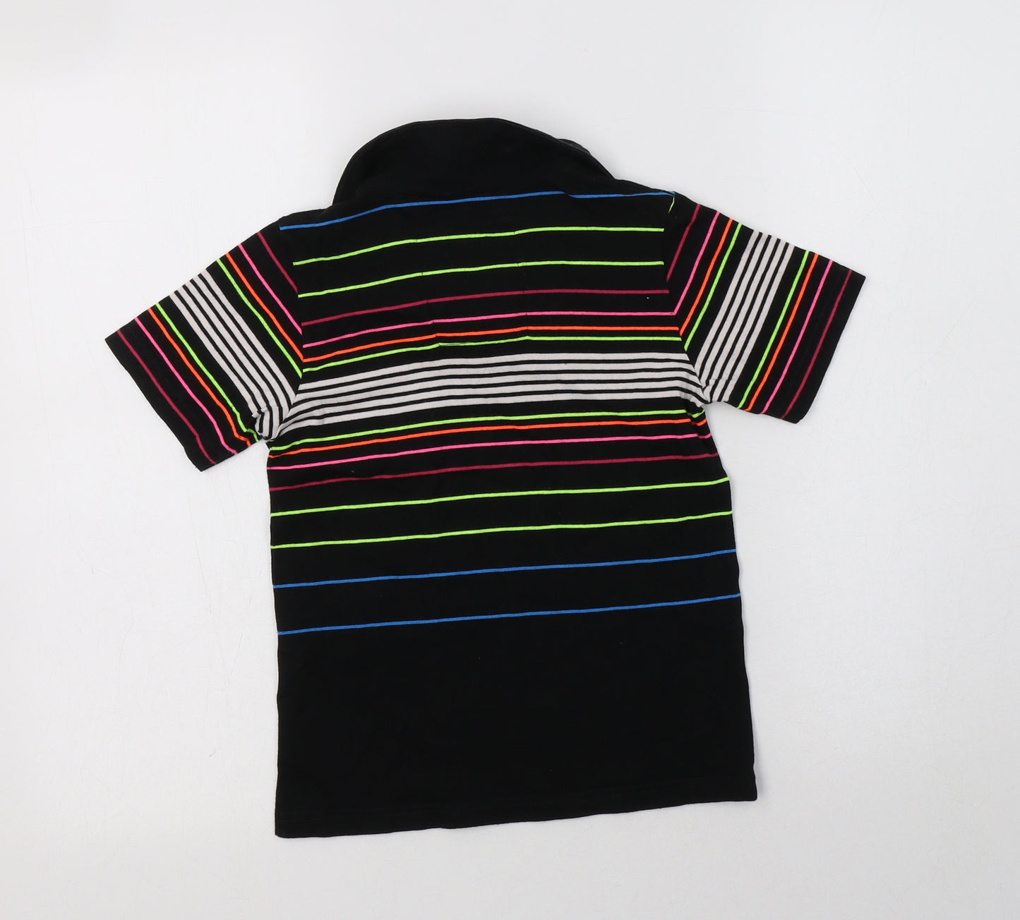 NEXT Boys Black Striped Cotton Basic Polo Size 5 Years Collared Button