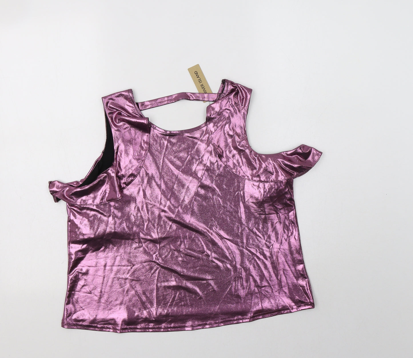 River Island Womens Purple  Polyester Basic Blouse Size 10 Round Neck - Metallic