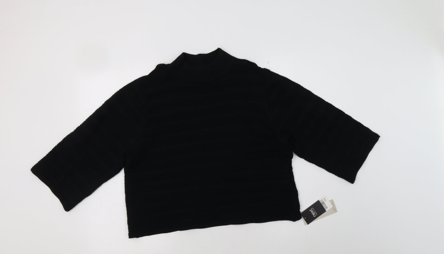 NEXT Womens Black  Viscose Basic Blouse Size 14 Mock Neck