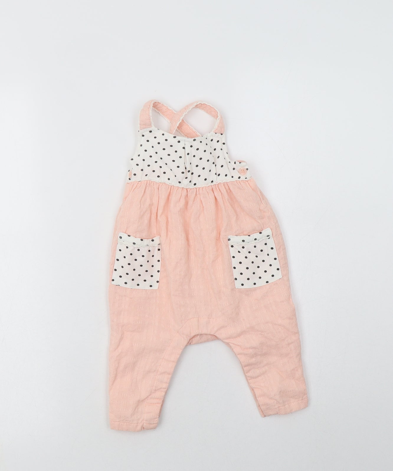 Isaac Mizrahi Baby Pink Polka Dot Cotton Romper One-Piece Size 3-6 Months  Snap
