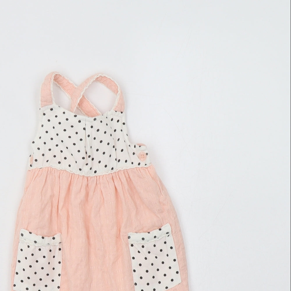 Isaac Mizrahi Baby Pink Polka Dot Cotton Romper One-Piece Size 3-6 Months  Snap