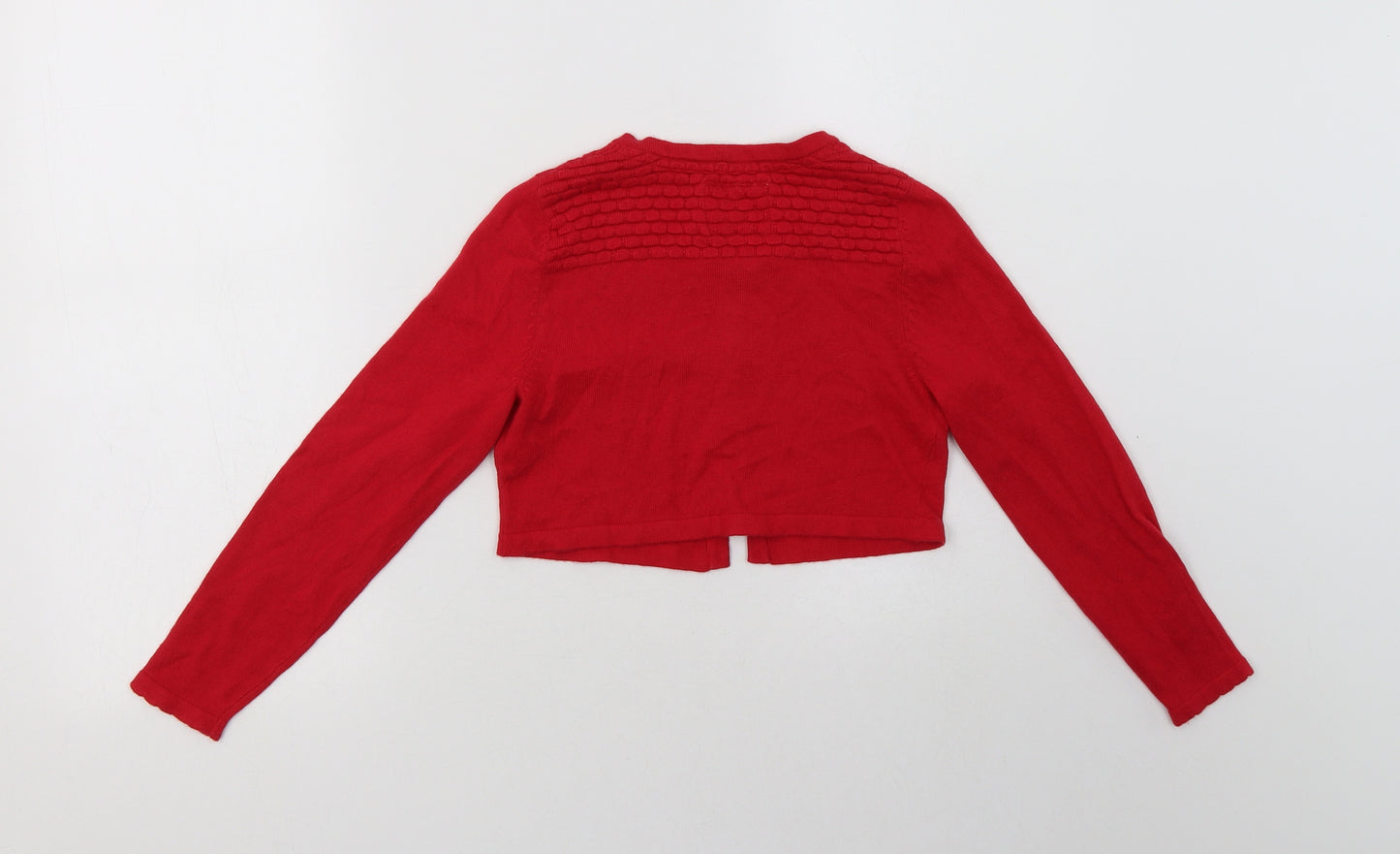 Jasper Conran Girls Red Crew Neck  Viscose Shrug Jumper Size 9-10 Years  Button