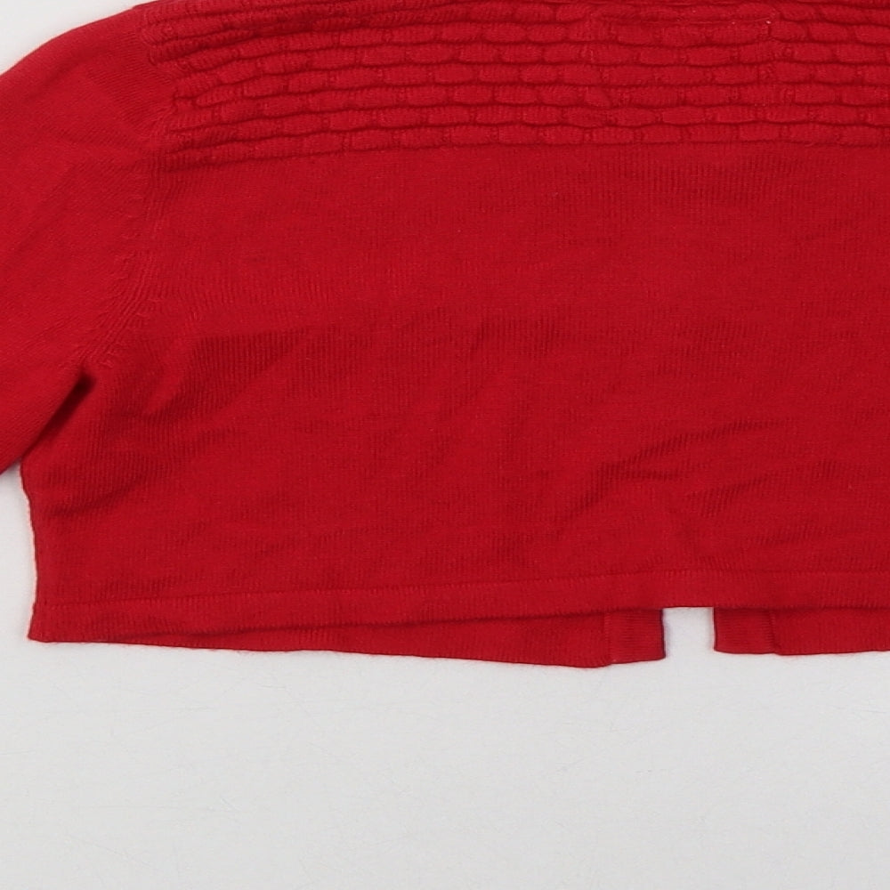 Jasper Conran Girls Red Crew Neck  Viscose Shrug Jumper Size 9-10 Years  Button