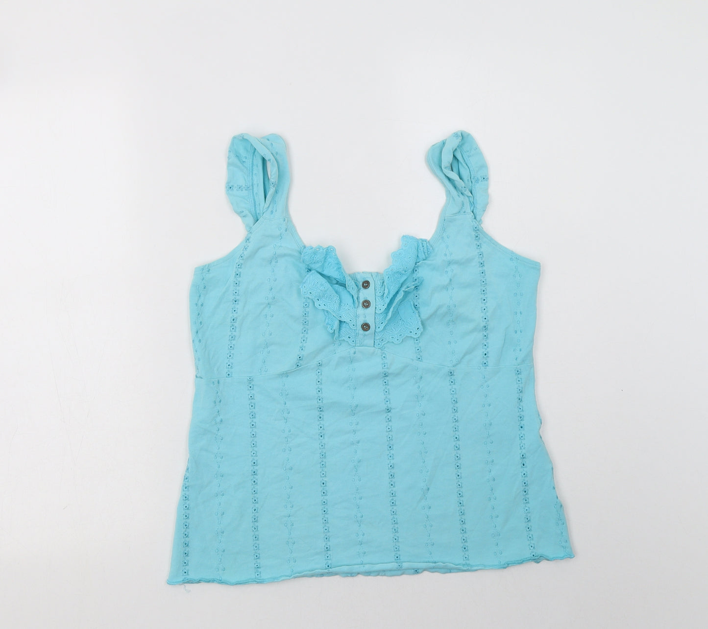 Per Una Womens Blue  Cotton Basic T-Shirt Size 14 Round Neck