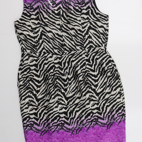 Wallis Womens Multicoloured Animal Print Polyester Shift  Size 14  Round Neck Zip