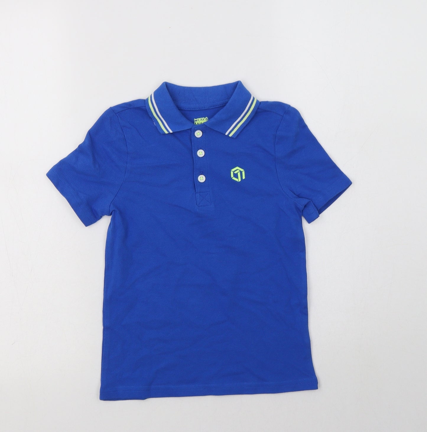 F&F Boys Blue  Cotton Basic Polo Size 4-5 Years Collared Button