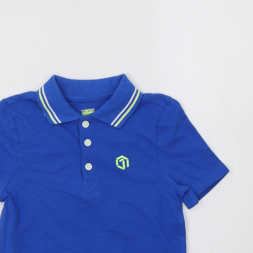 F&F Boys Blue  Cotton Basic Polo Size 4-5 Years Collared Button
