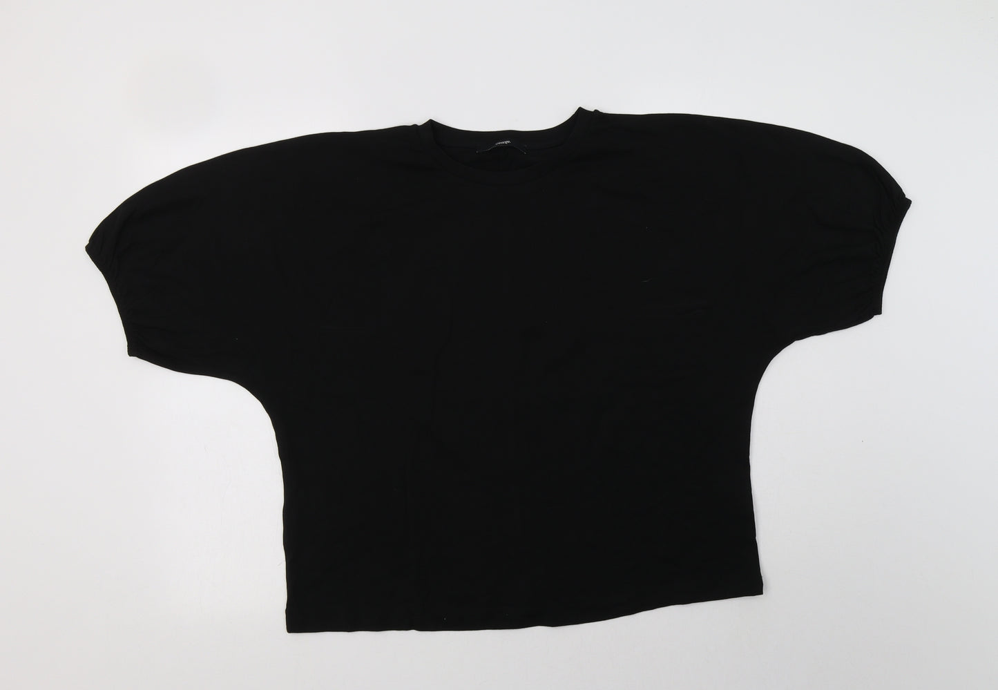 George Womens Black  Cotton Basic T-Shirt Size 16 Crew Neck