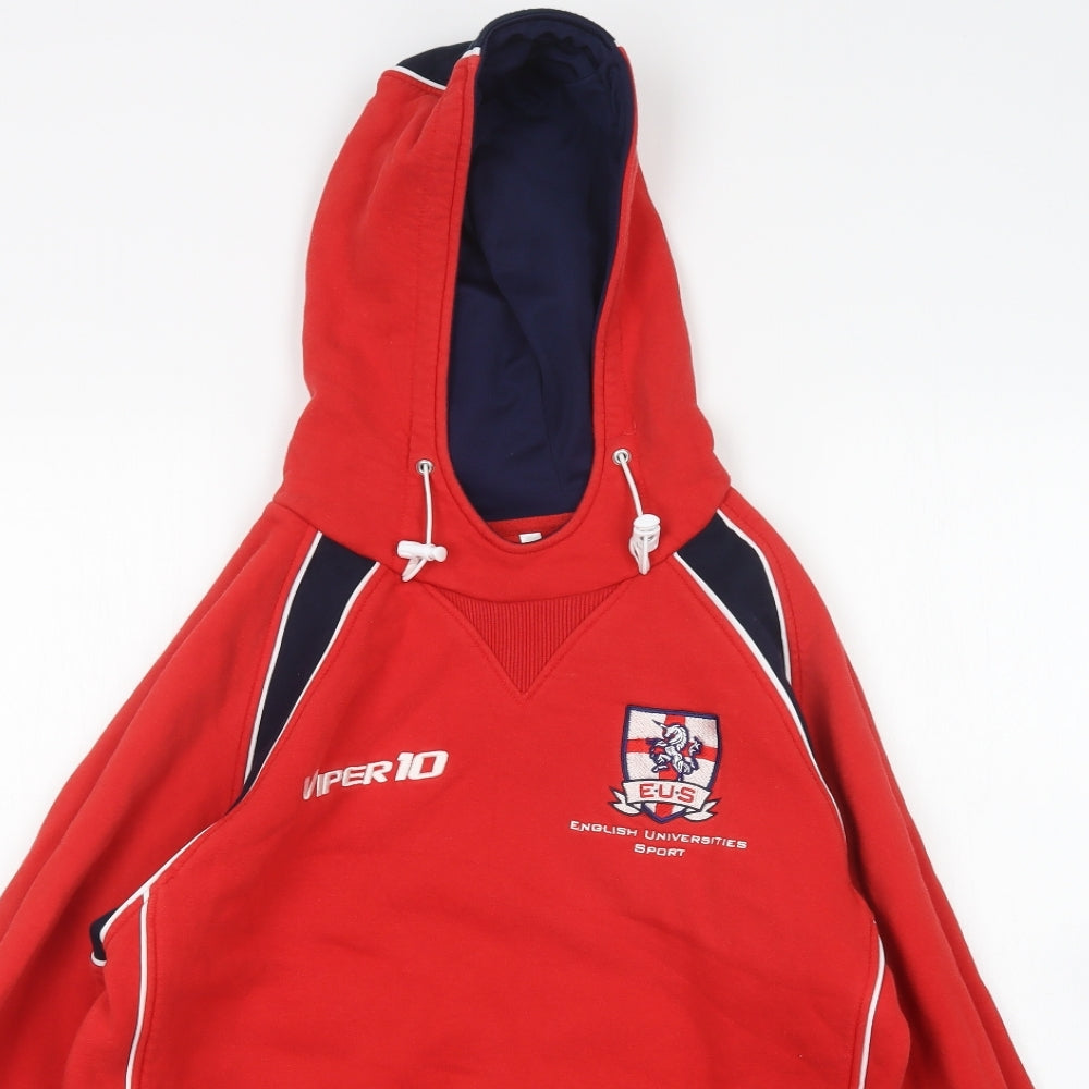 Viper 10 Mens Red  Cotton Pullover Hoodie Size M