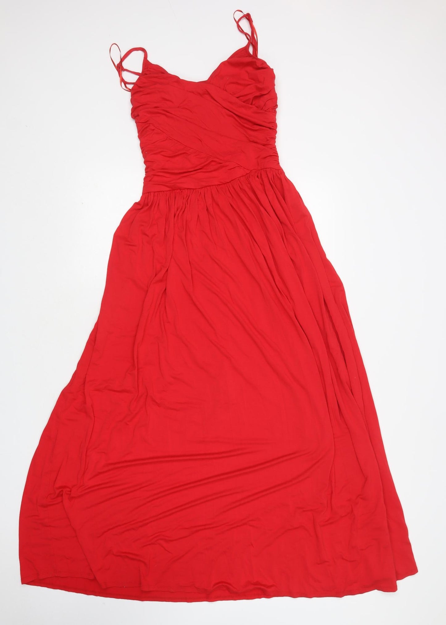 Monsoon Womens Red  Viscose Fit & Flare  Size 10  V-Neck