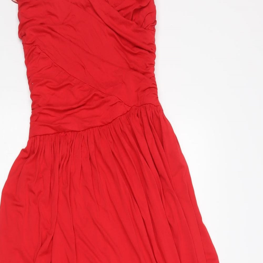 Monsoon Womens Red  Viscose Fit & Flare  Size 10  V-Neck