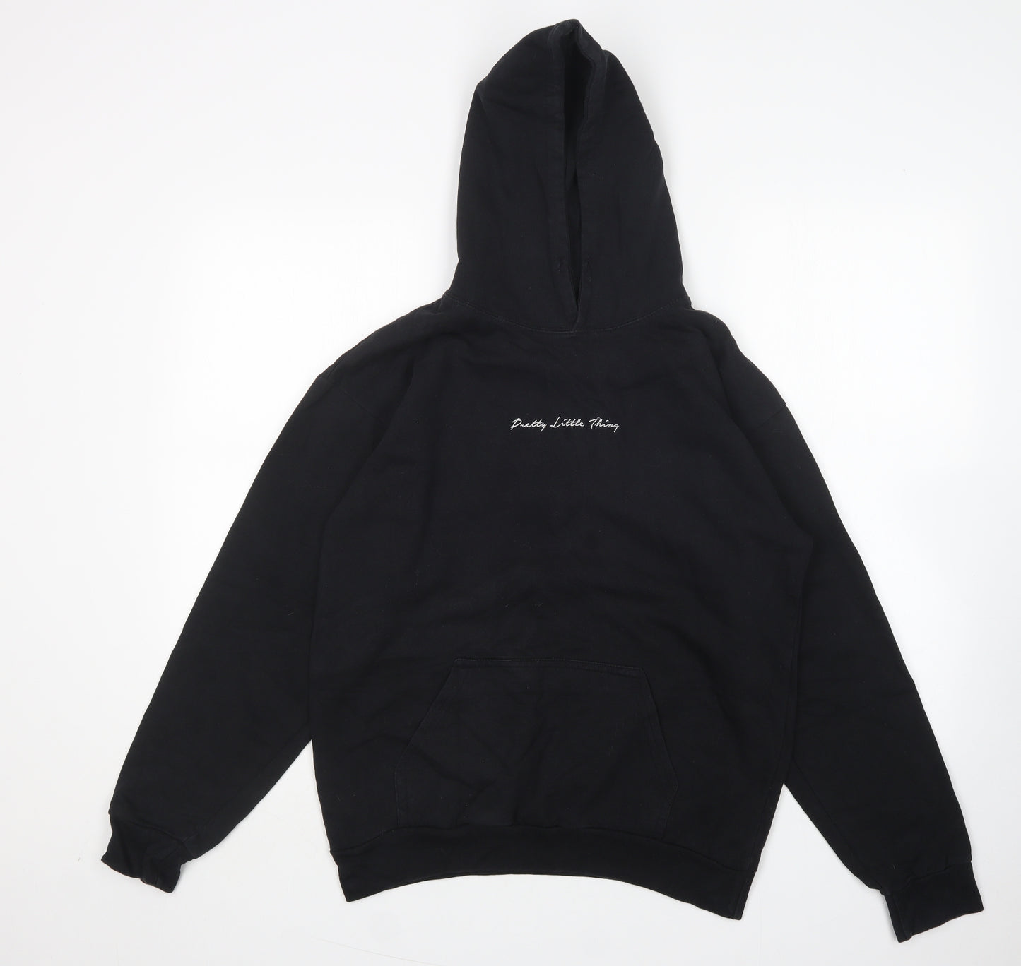 PRETTYLITTLETHING Womens Black  Cotton Pullover Hoodie Size S