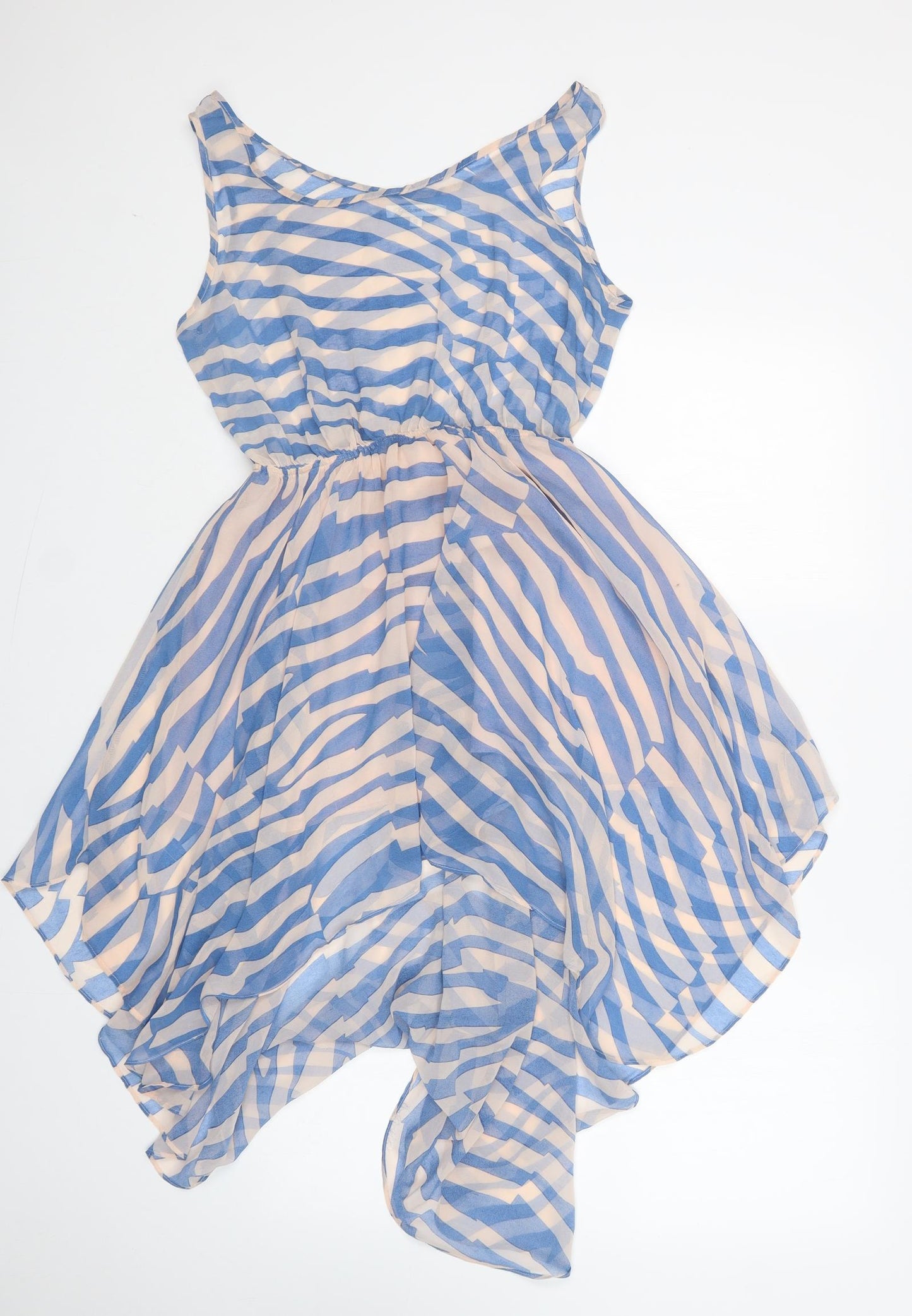 Glamorous Womens Multicoloured Striped Polyester Tank Dress  Size 12  Round Neck
