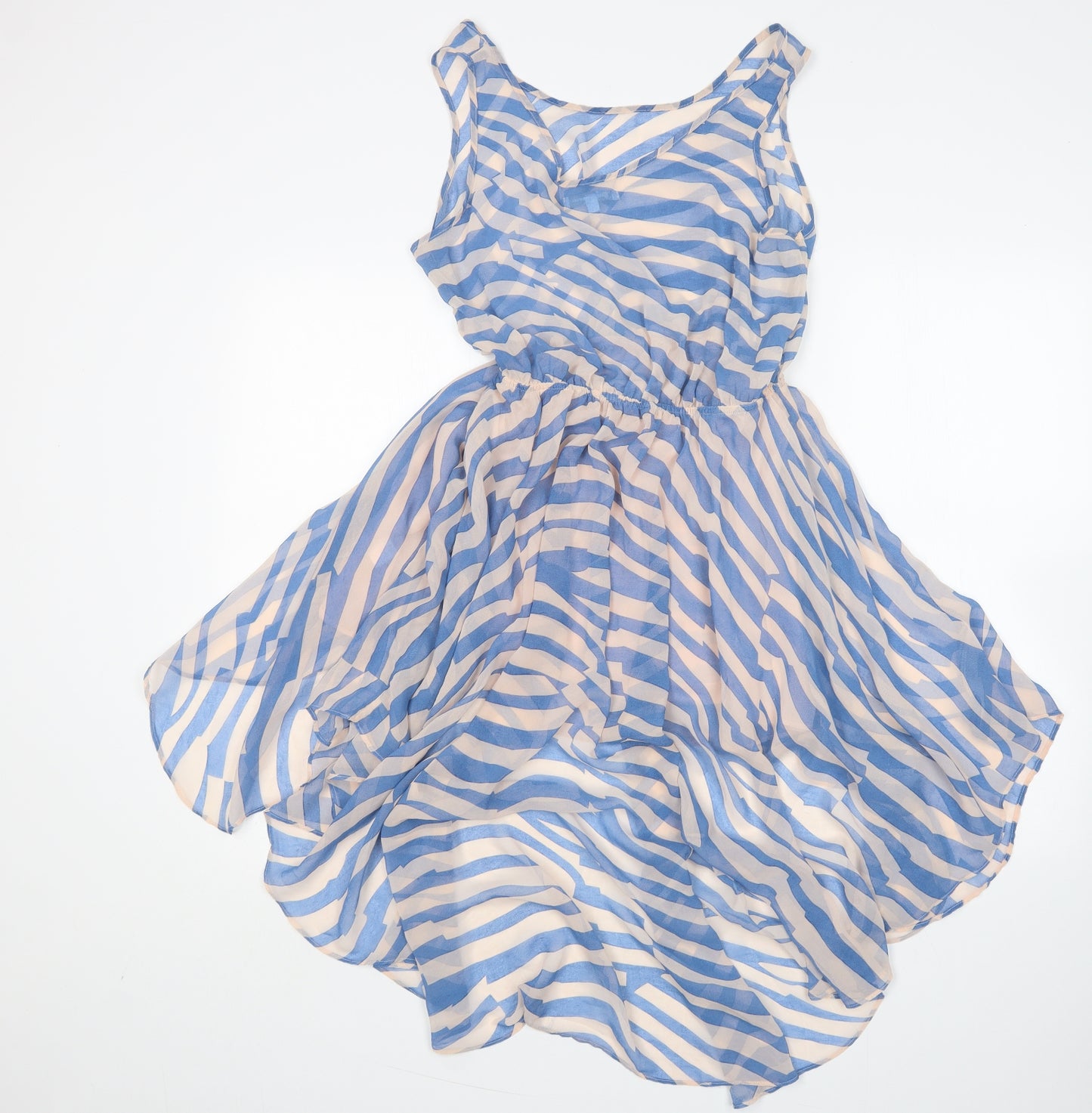 Glamorous Womens Multicoloured Striped Polyester Tank Dress  Size 12  Round Neck